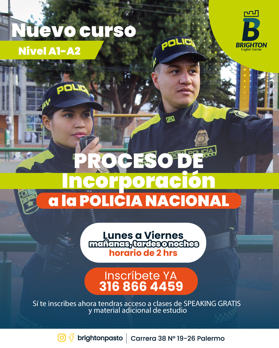 Curso de inglés para el proceso de incorporación a la policía Nacional de Colombia